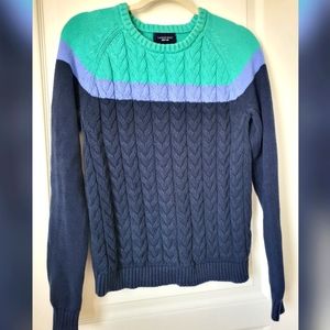 Lands' End Color-block Knit Sweater Medium